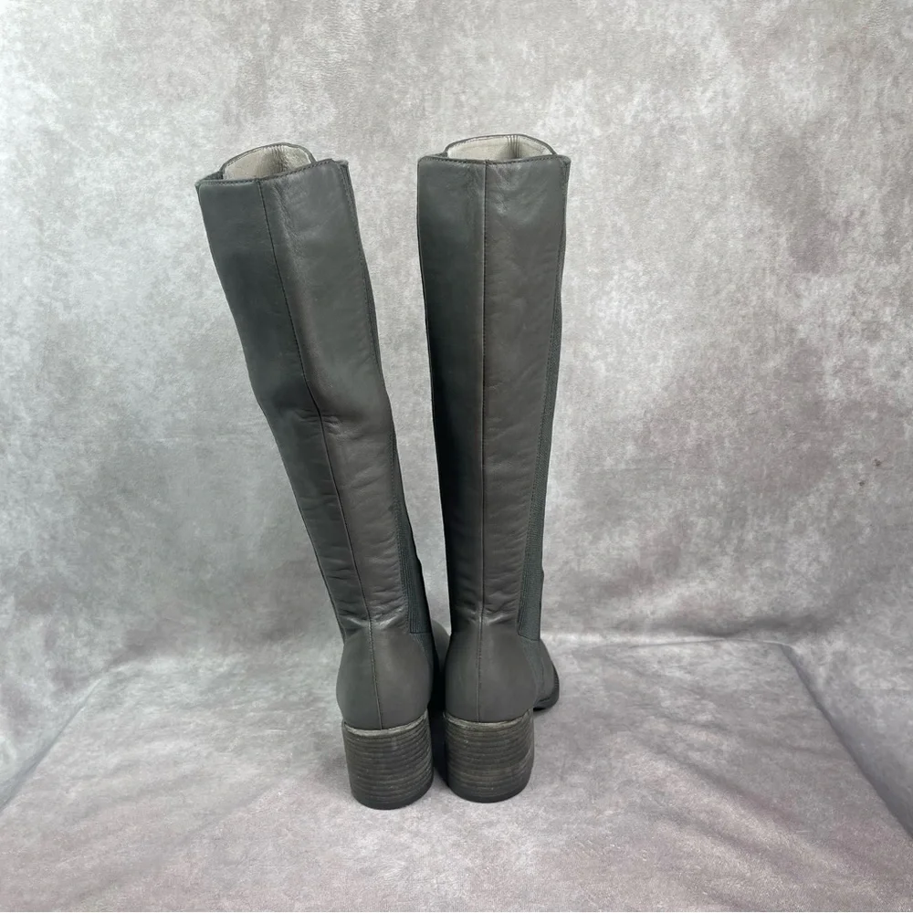 Eileen Fisher Destry Leather Knee Boots‎ In Graphite Gray Women's Size 5